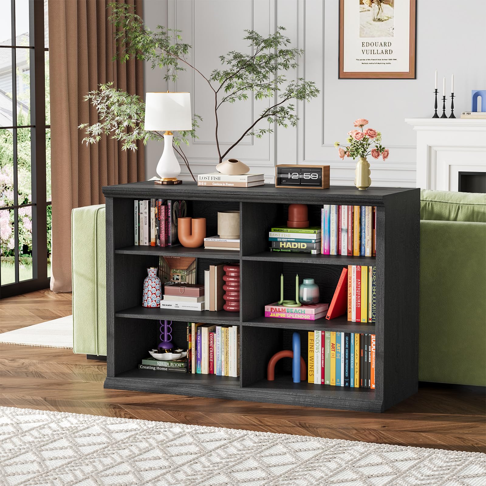 3-Tier Bookcase, 47" Wide Open Bookshelf