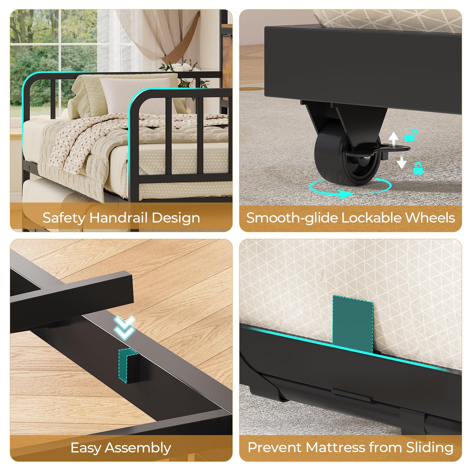 Twin Daybed with Pop-Up Trundle & Storage Headboard