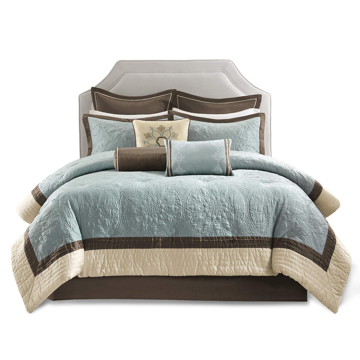 Blue Queen Comforter Set, 9-Piece
