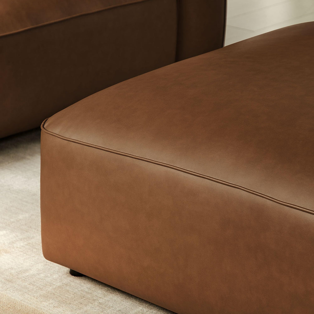 Square Vegan Leather Ottoman