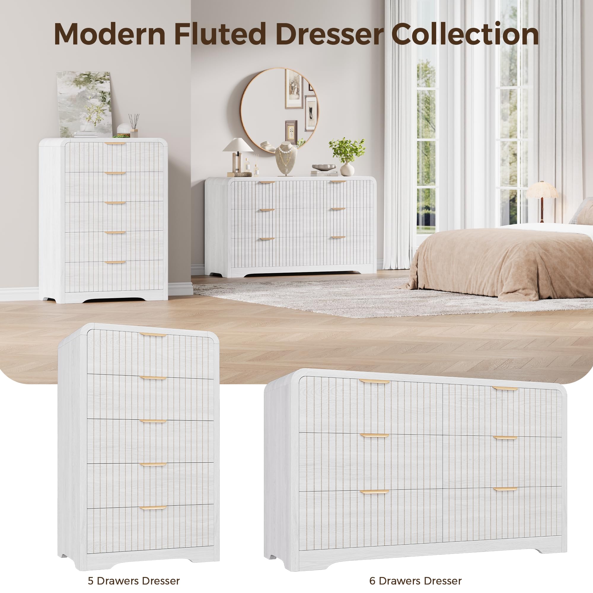 Fluted 5-Drawer Dresser