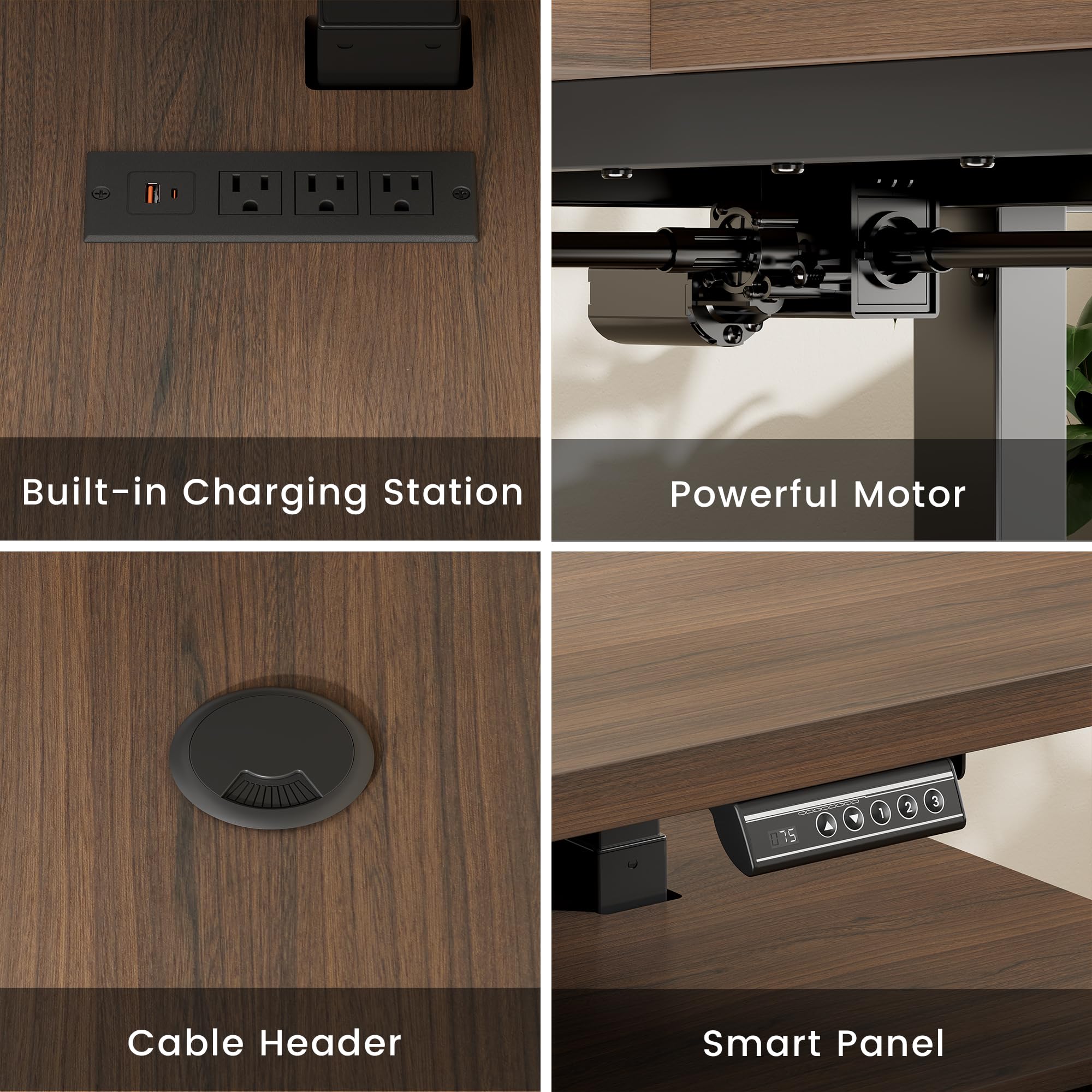 L-Shaped Electric Standing Desk with Drawers & Privacy Panel