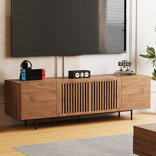 Mid-Century Modern TV Stand – Walnut