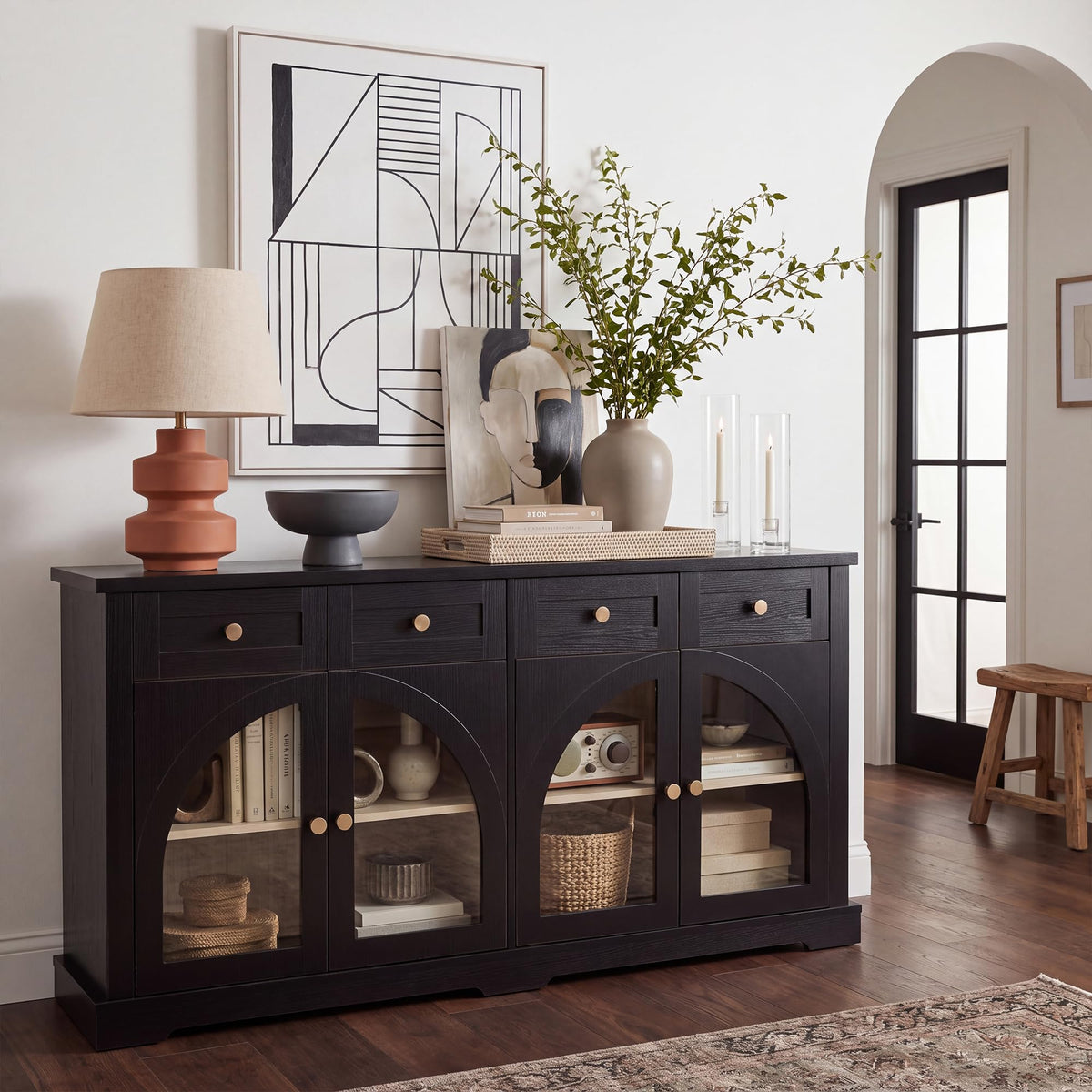 Arched Glass Buffet Sideboard