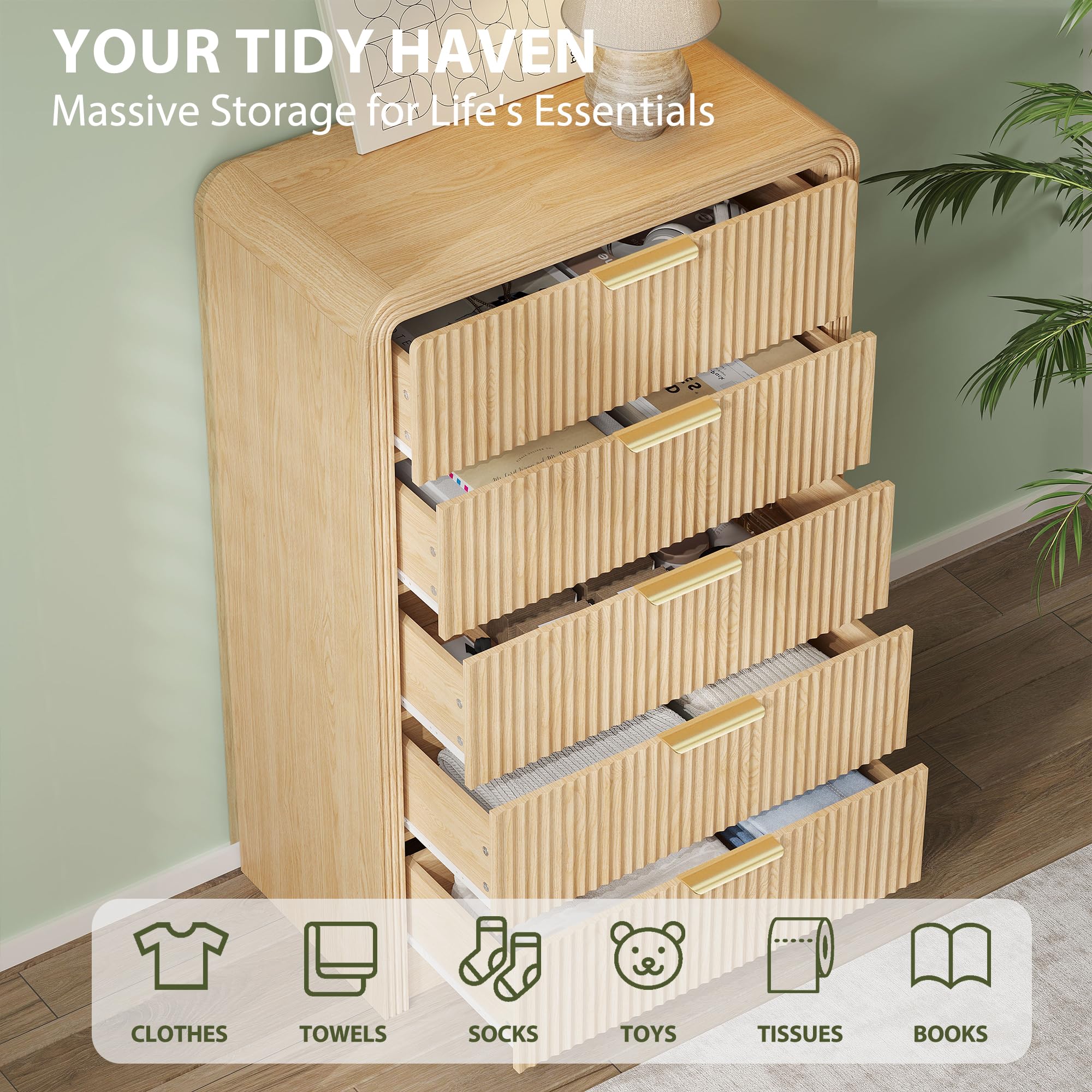 Fluted Dresser with Drawers