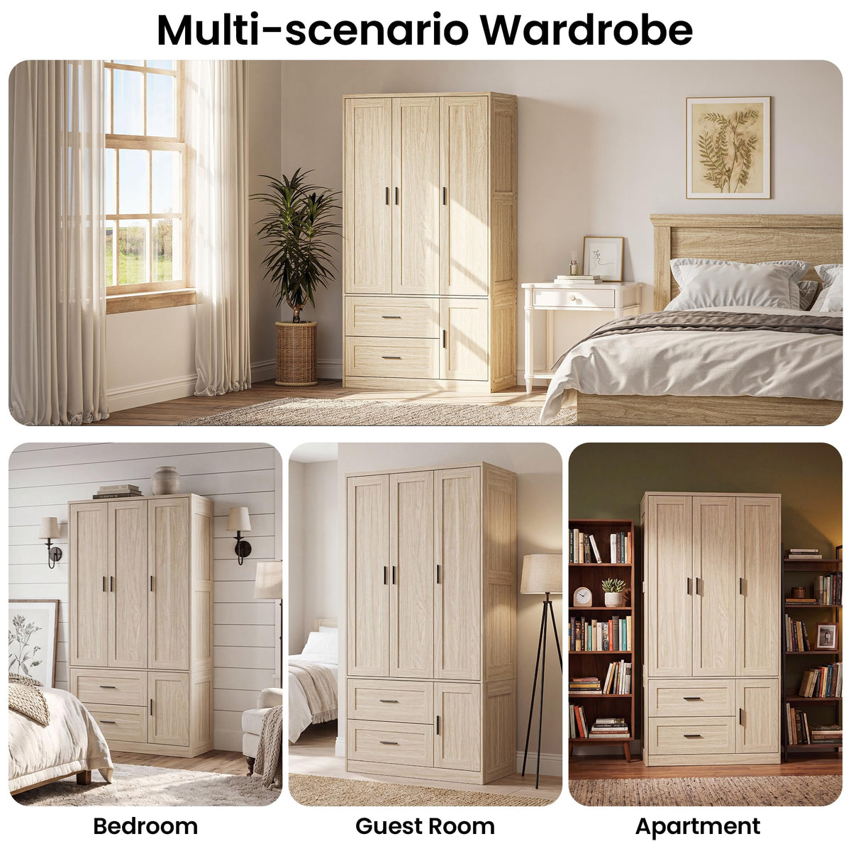 Light Oak Wardrobe with Drawers
