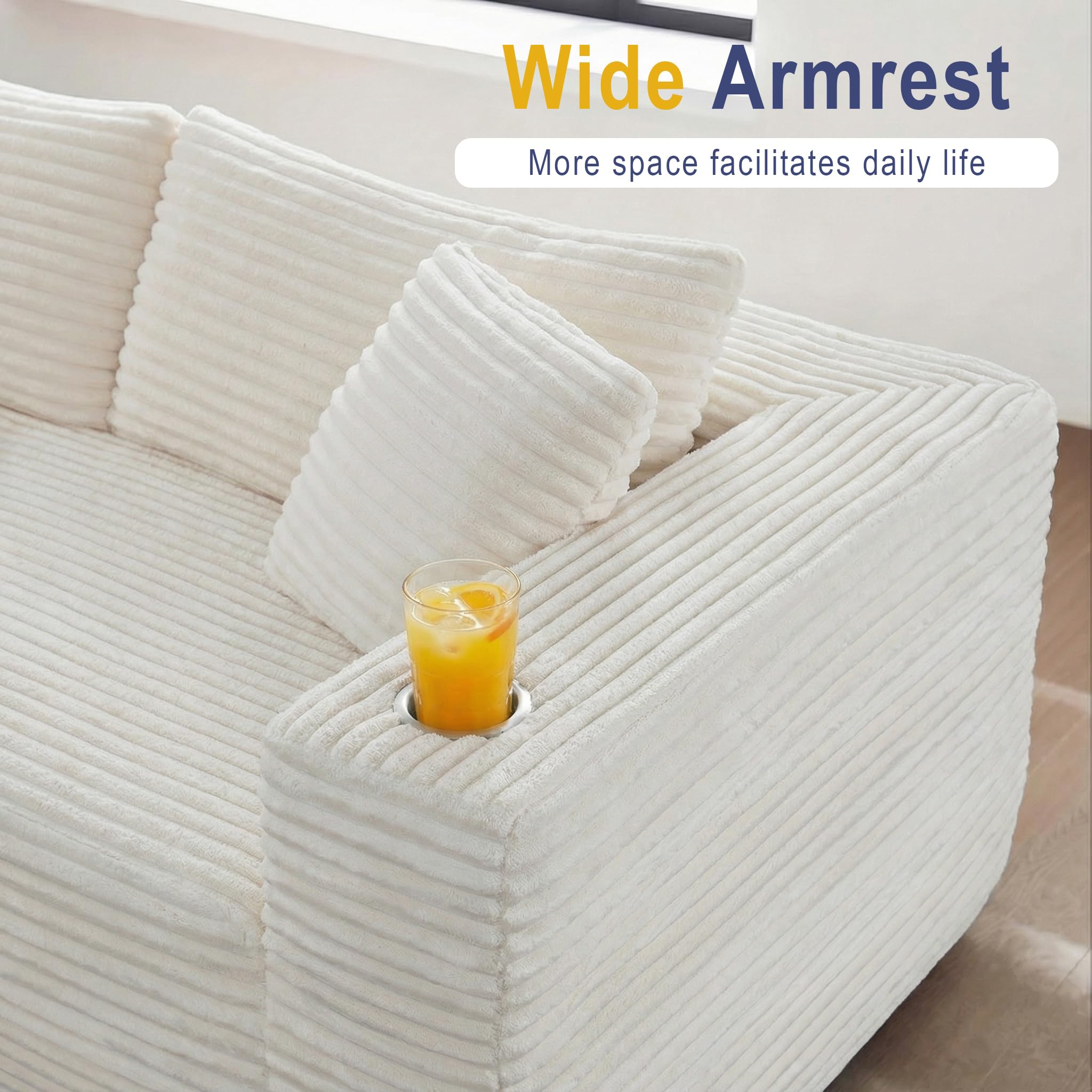 Modular L-Shaped Sectional Sofa with Chaise & Cup Holders