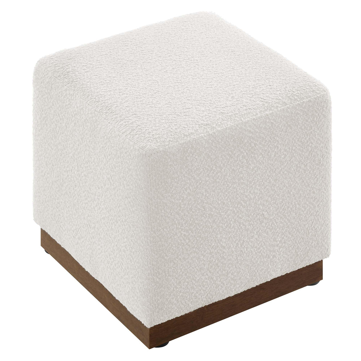 Modway Tilden 17" Square Boucle Upholstered Upholstered Ottoman in Cloud Walnut