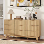 9-Drawer Fluted Dresser with Metal Handles