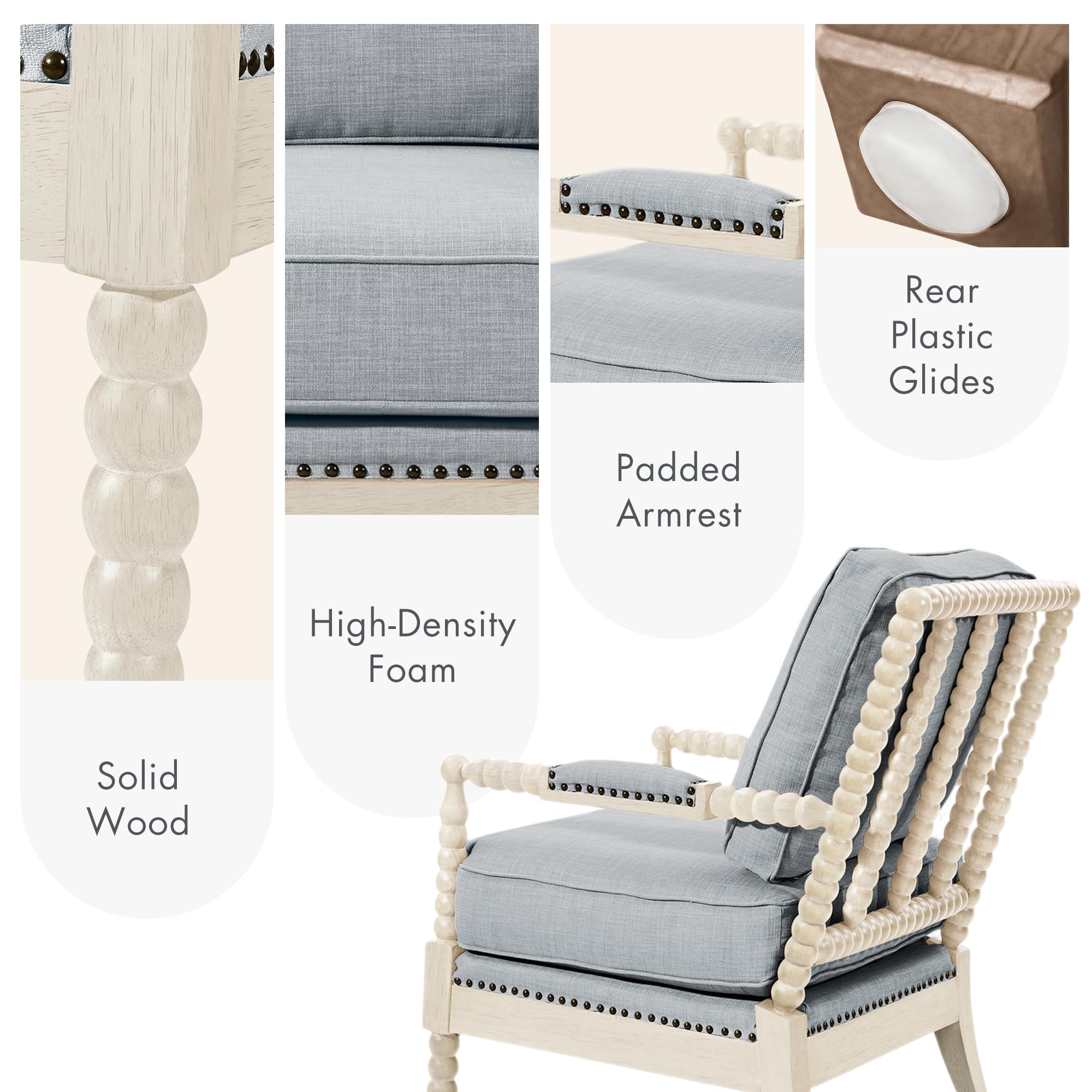 Accent Armchair with Solid Wood Frame