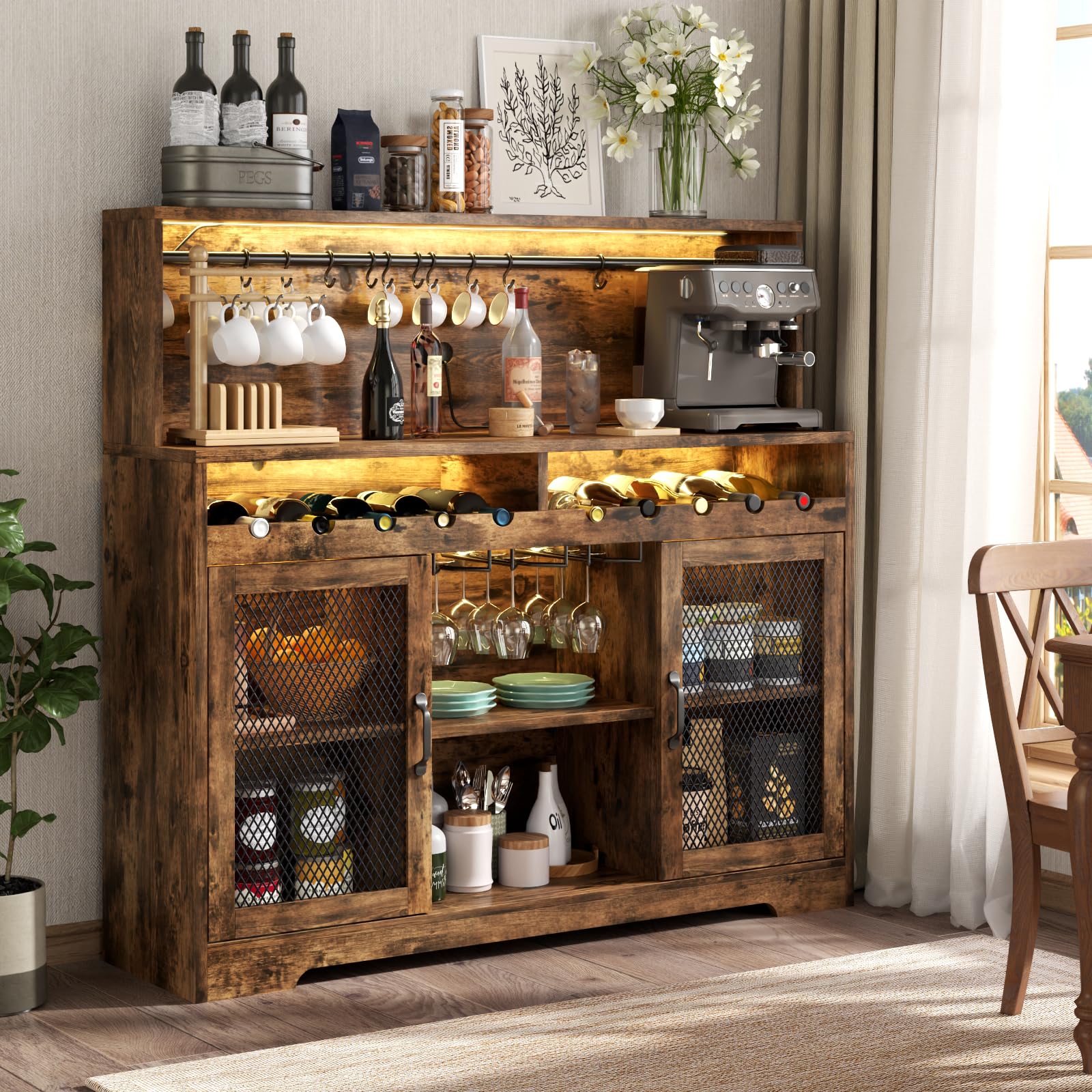 Wine Bar Cabinet with LED Lighting