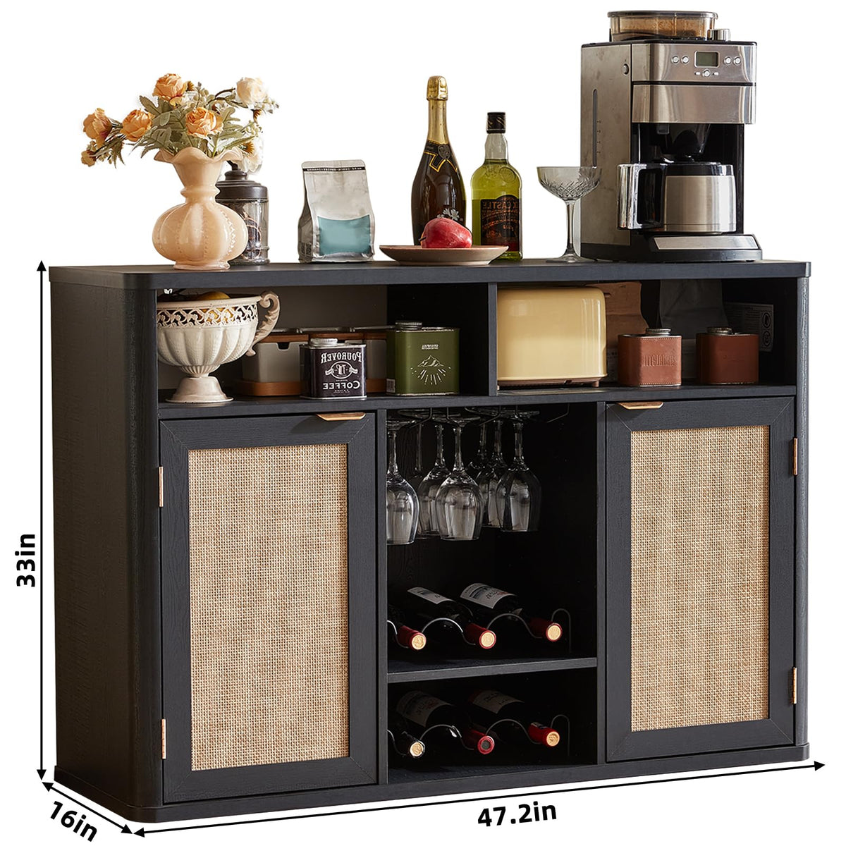 Rattan Wine Bar Cabinet