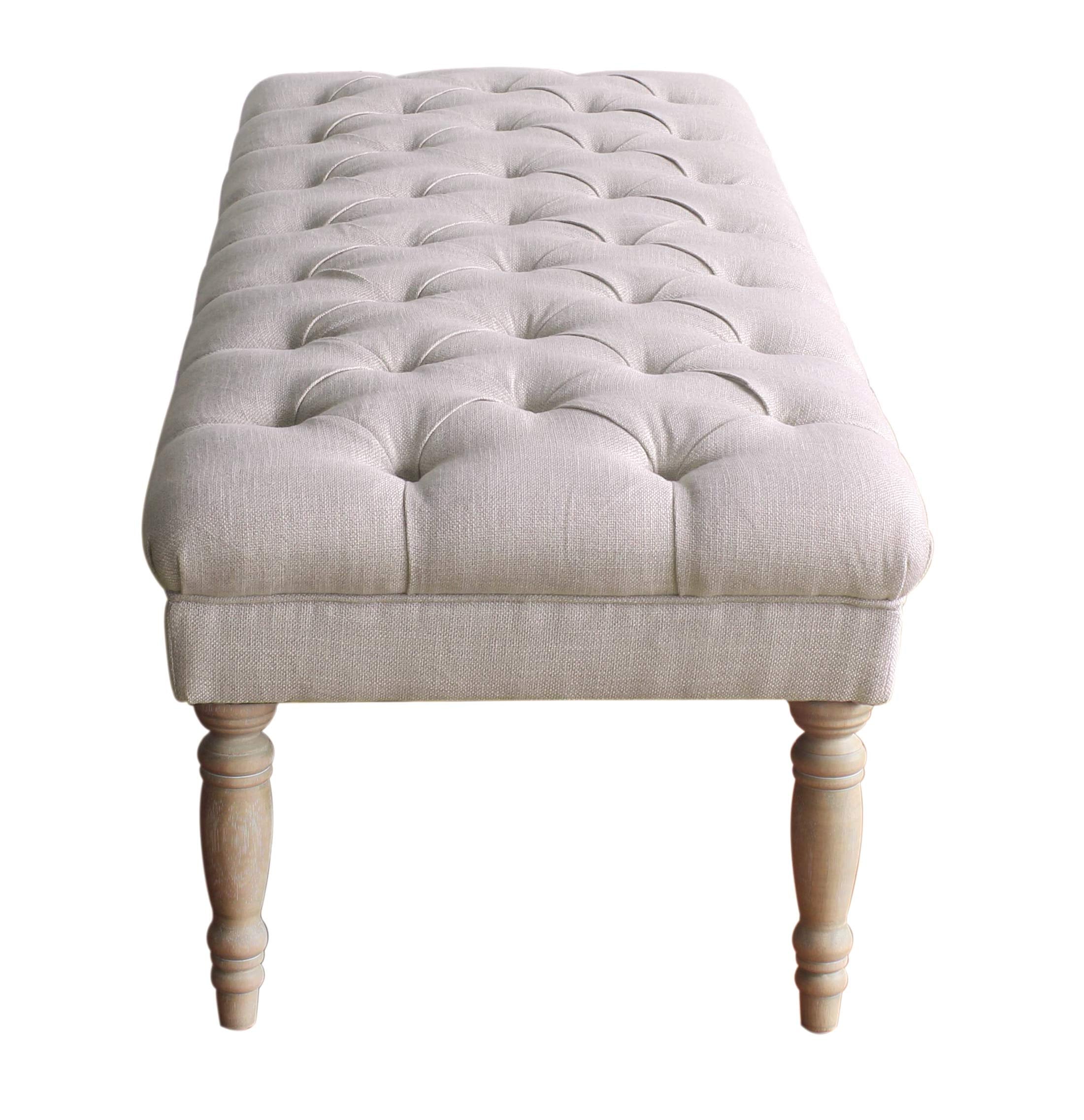 HomePop Large Upholstered Tufted Bench – Light Mauve