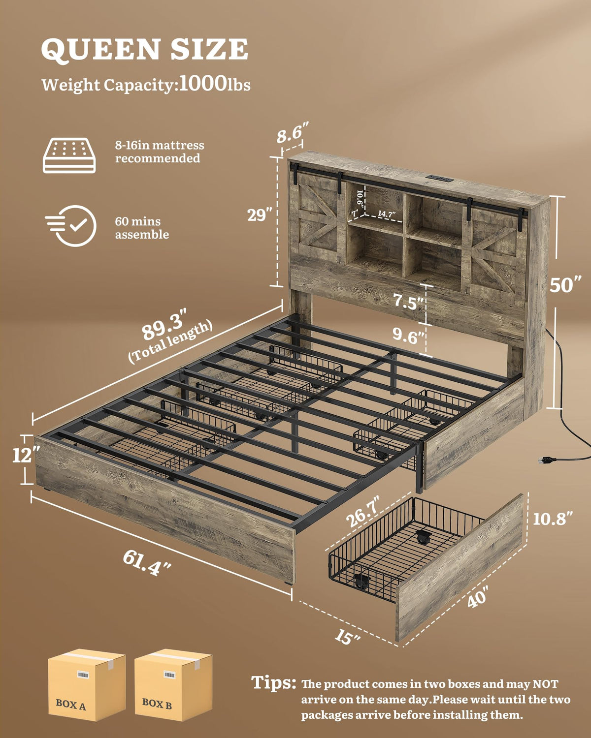 Queen Farmhouse Storage Bed