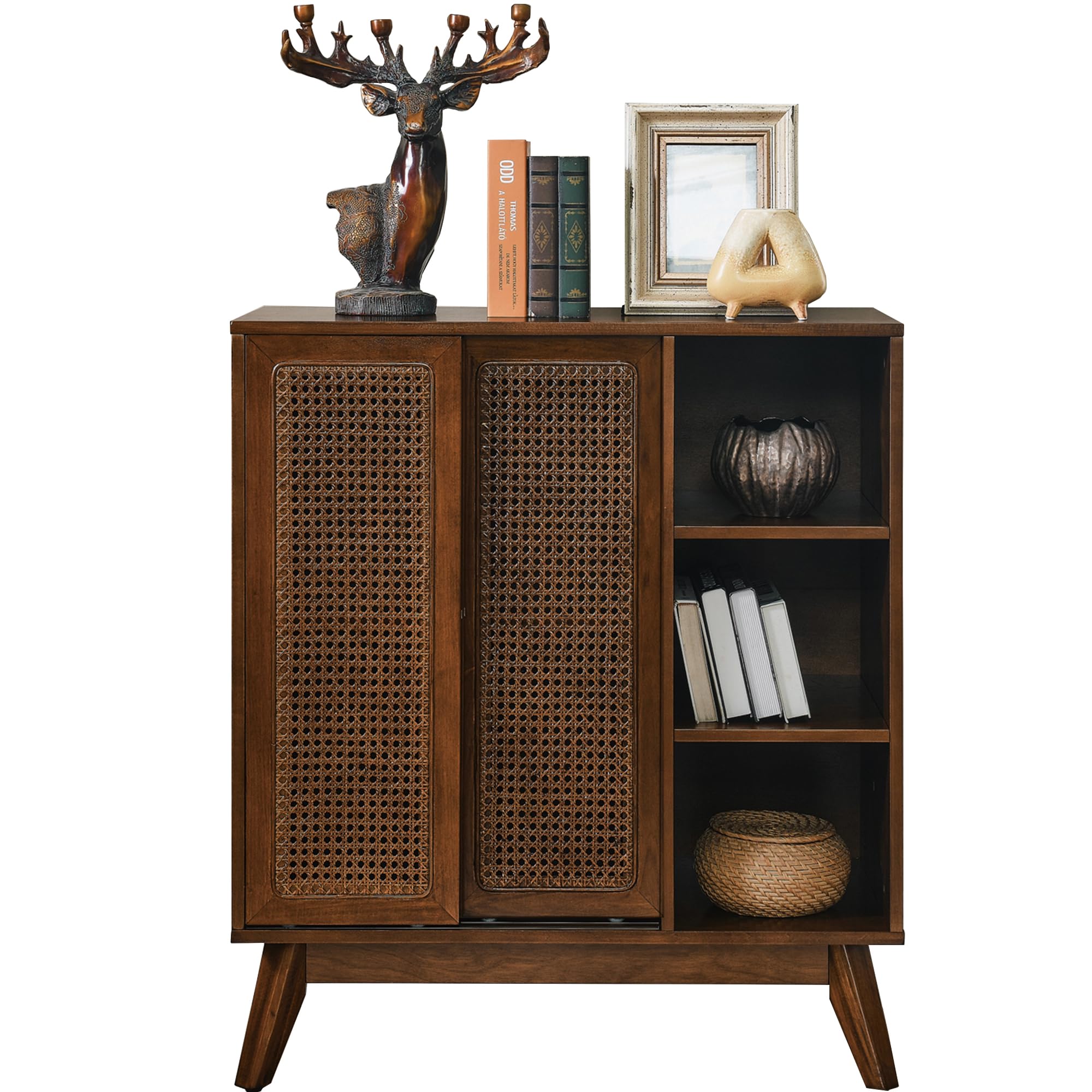 Rattan Sliding Door Sideboard Buffet Cabinet
