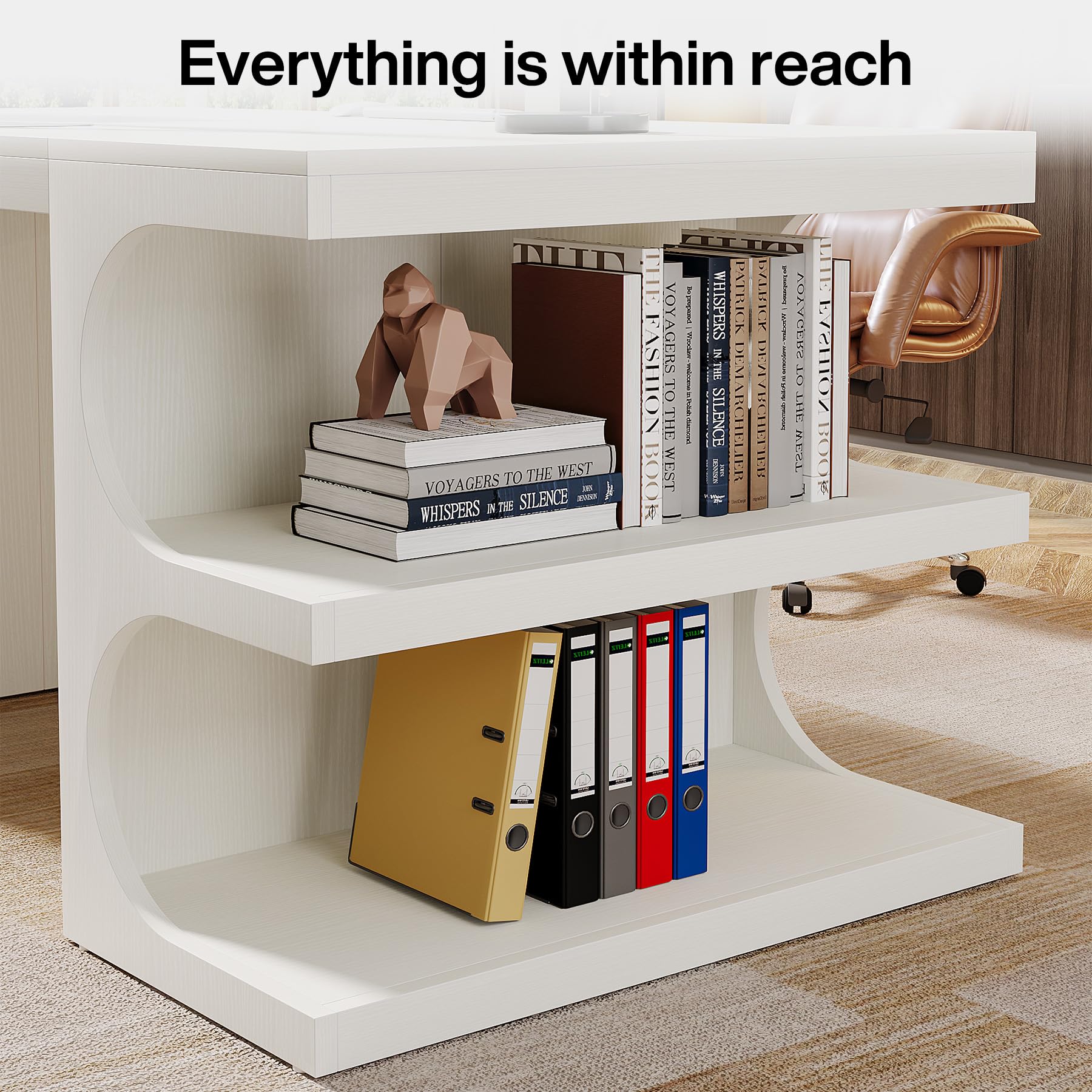 62" Executive Desk with Storage Shelves & Drawers