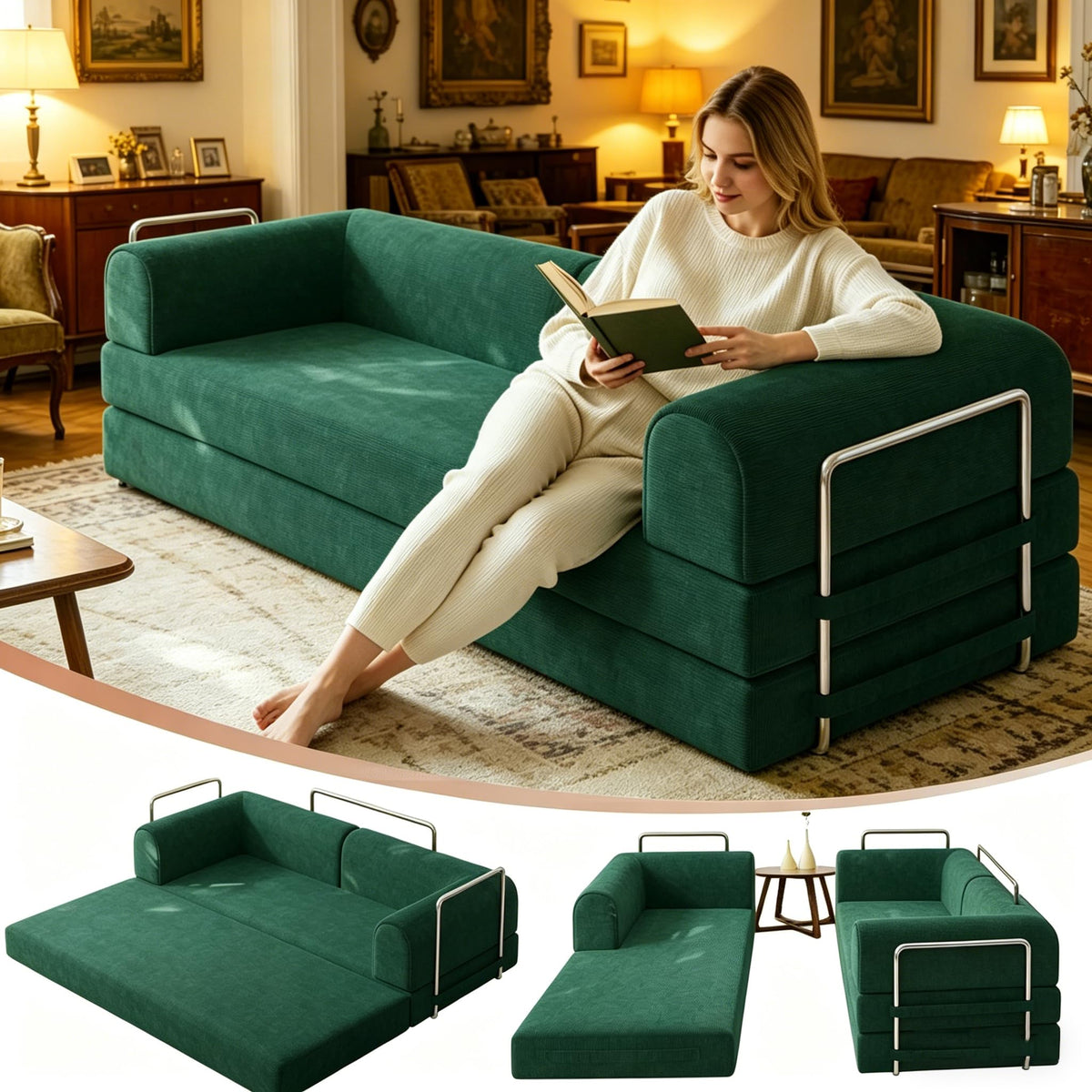 Corduroy Modular Sleeper Sofa