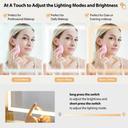 ANWBROAD Vanity Desk Table with Lighted Mirror 39.4“ Girls Makeup Vanity with Power Outlet 3 Colors Lighting Adjustable Brightness Vanity Table for Women Bedroom Dressing Room White UBDT65W