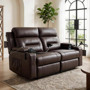 BKHGDI Loveseat Recliner Sofa with Massage and Heat，2 Seat Sofa for Small Spaces with USB Ports & Pockets, Console, Cup Holders & Drawer, RV Couch for Home Theater Seating