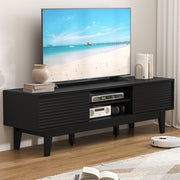 Fluted TV Stand with Sliding Doors