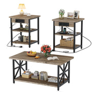 3-Piece Coffee Table Set with Charging Stations