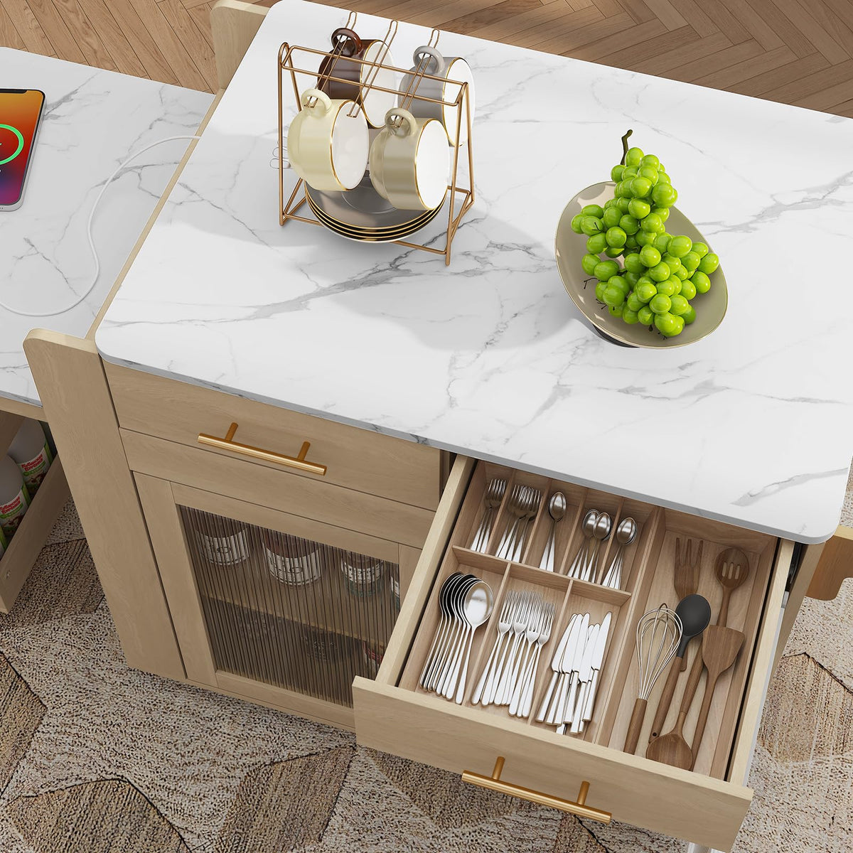 Extendable Rolling Kitchen Island
