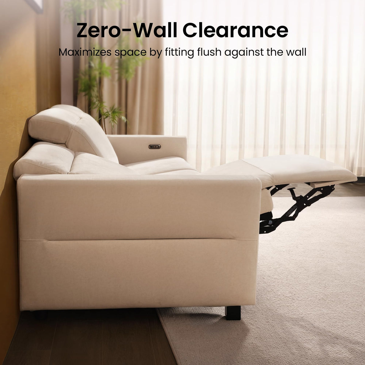 ModernMate Lodden 70" Power Reclining Loveseat Sofa, Beige