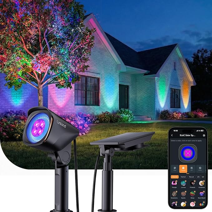 Solar Spotlight Outdoor – Dual-Ring, Color Changing, IP66 Waterproof