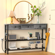 Console Entryway Table with LED Light, USB Ports & Drawers