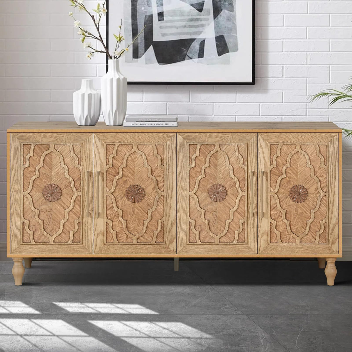 Carved Natural Sideboard