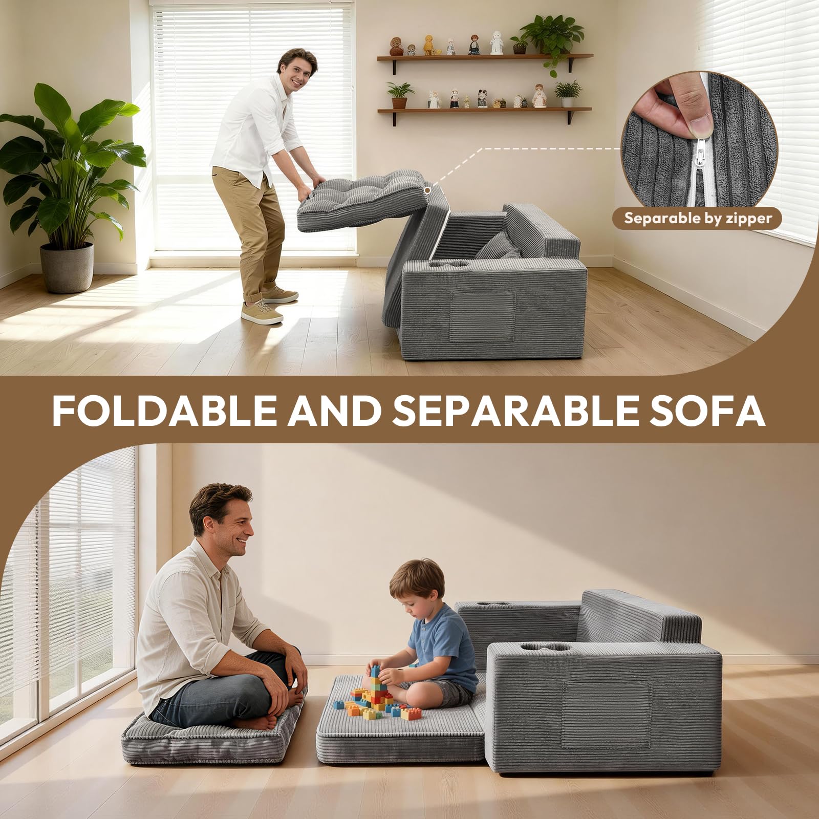 Convertible Loveseat Sofa Bed with Cup Holders
