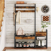 5-in-1 Hall Tree with Bench & Shoe Rack