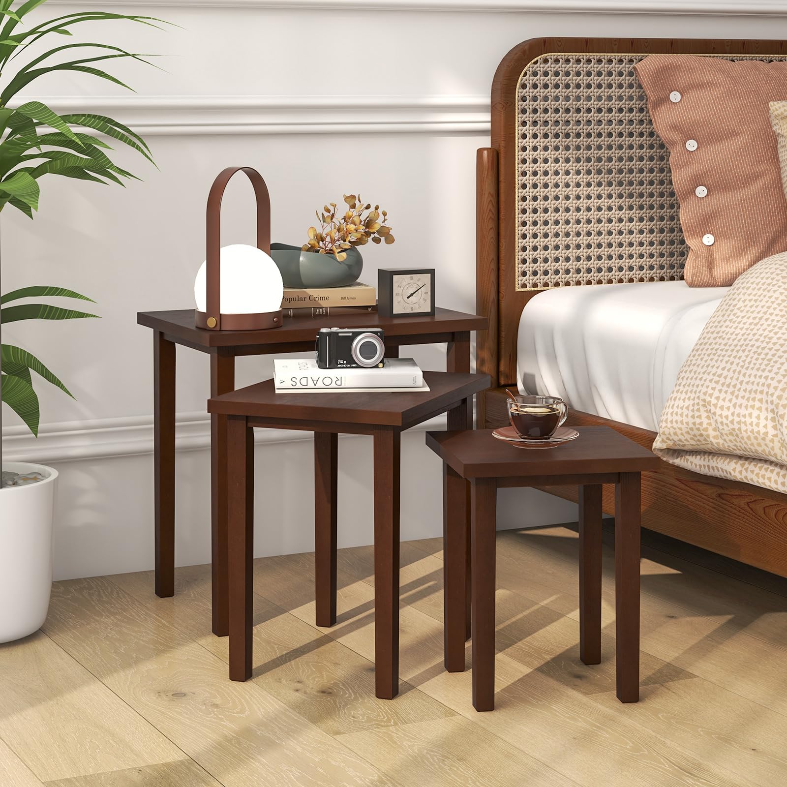 Nesting Tables Set of 3 – Farmhouse Stacking Side Tables