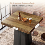 Tribesigns Square Bar Table, 35.4" H Bistro Pub Table with Fluted Hollow Base for Living Room Home Bar Cafe, Small Space (Only Table)