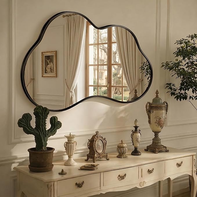Cloud Shape Irregular Wall Mirror with Metal Frame