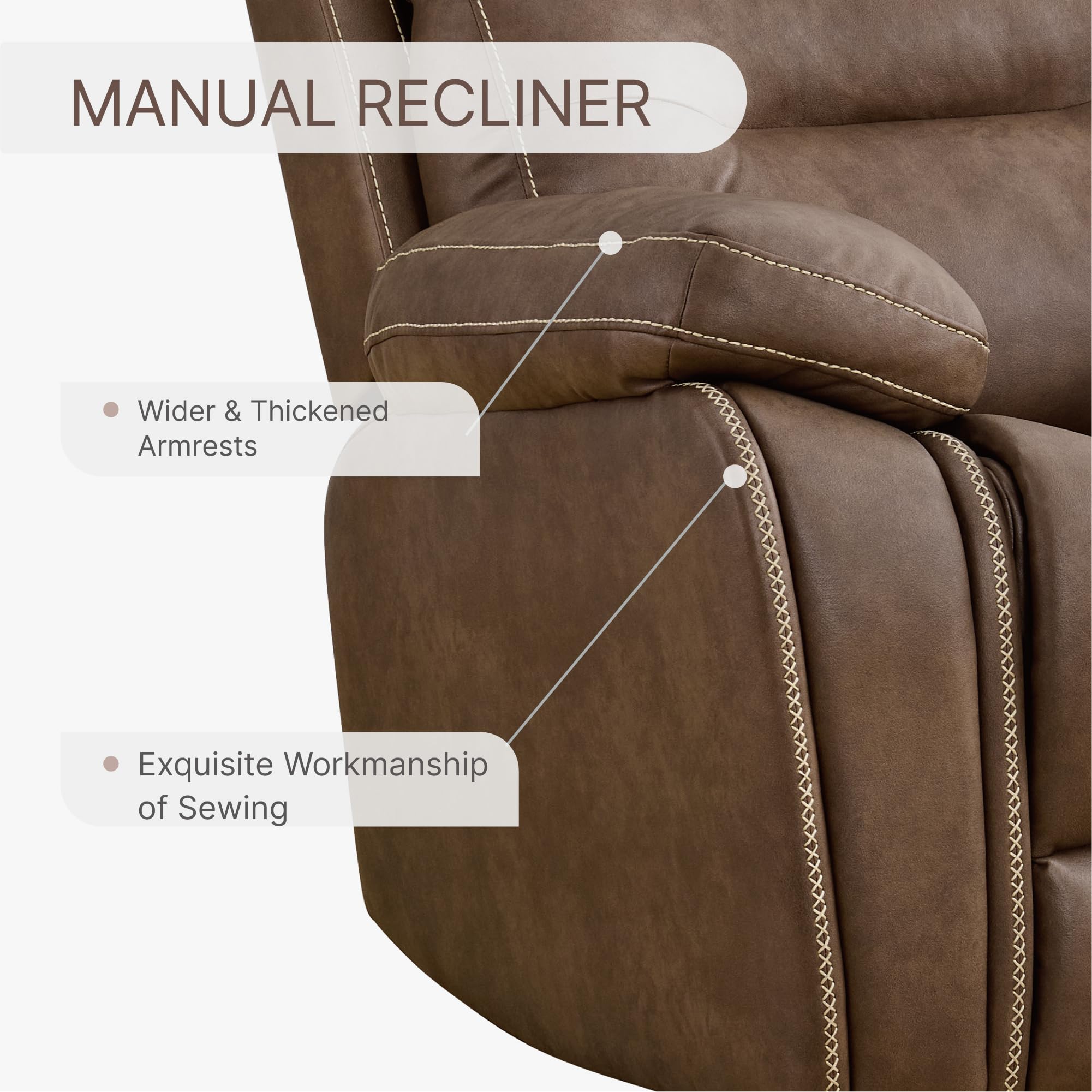 Faux Leather Recliner Chair with Rocker & Overstuffed Arms