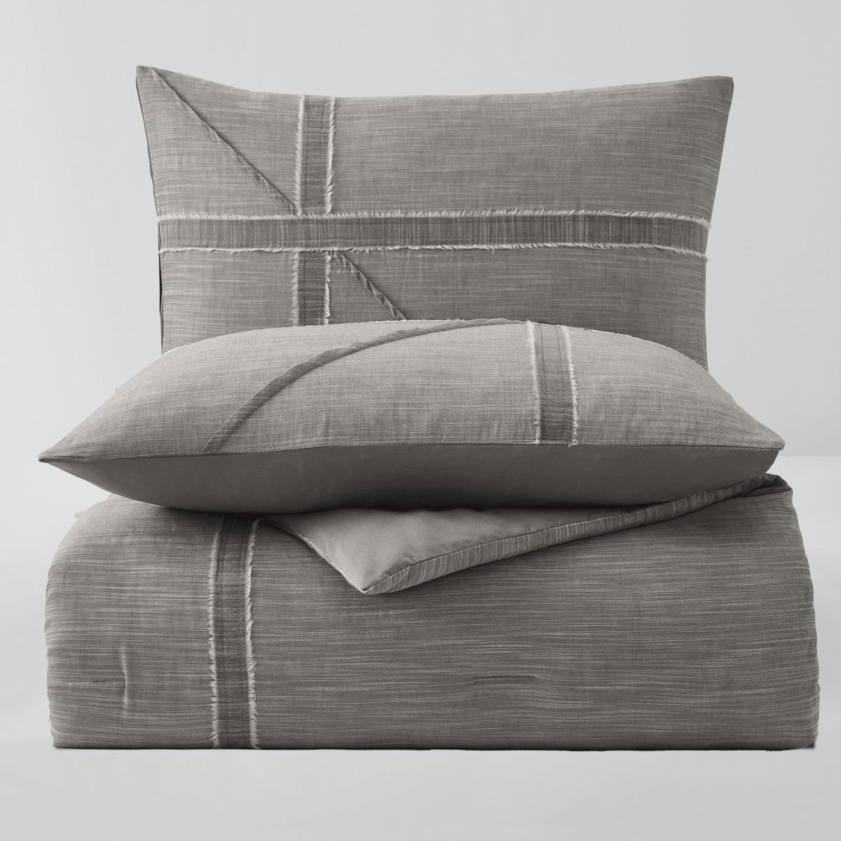 Queen Cotton Comforter Set, Black Grey