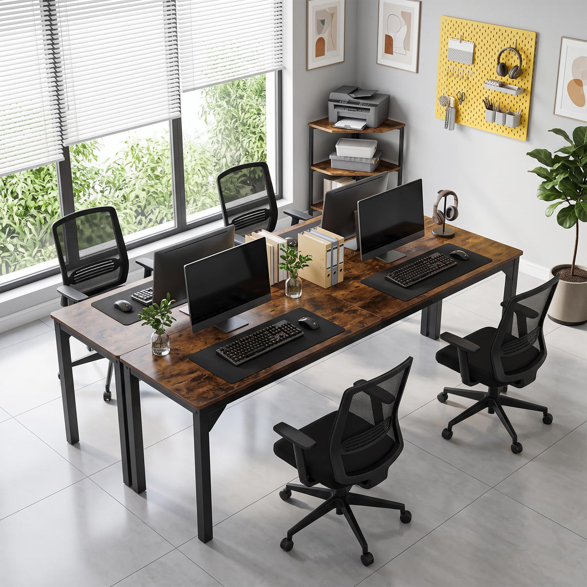 78.7 Inch Extra Long Computer Desk, Gaming Writing Work Desk, Rustic Brown