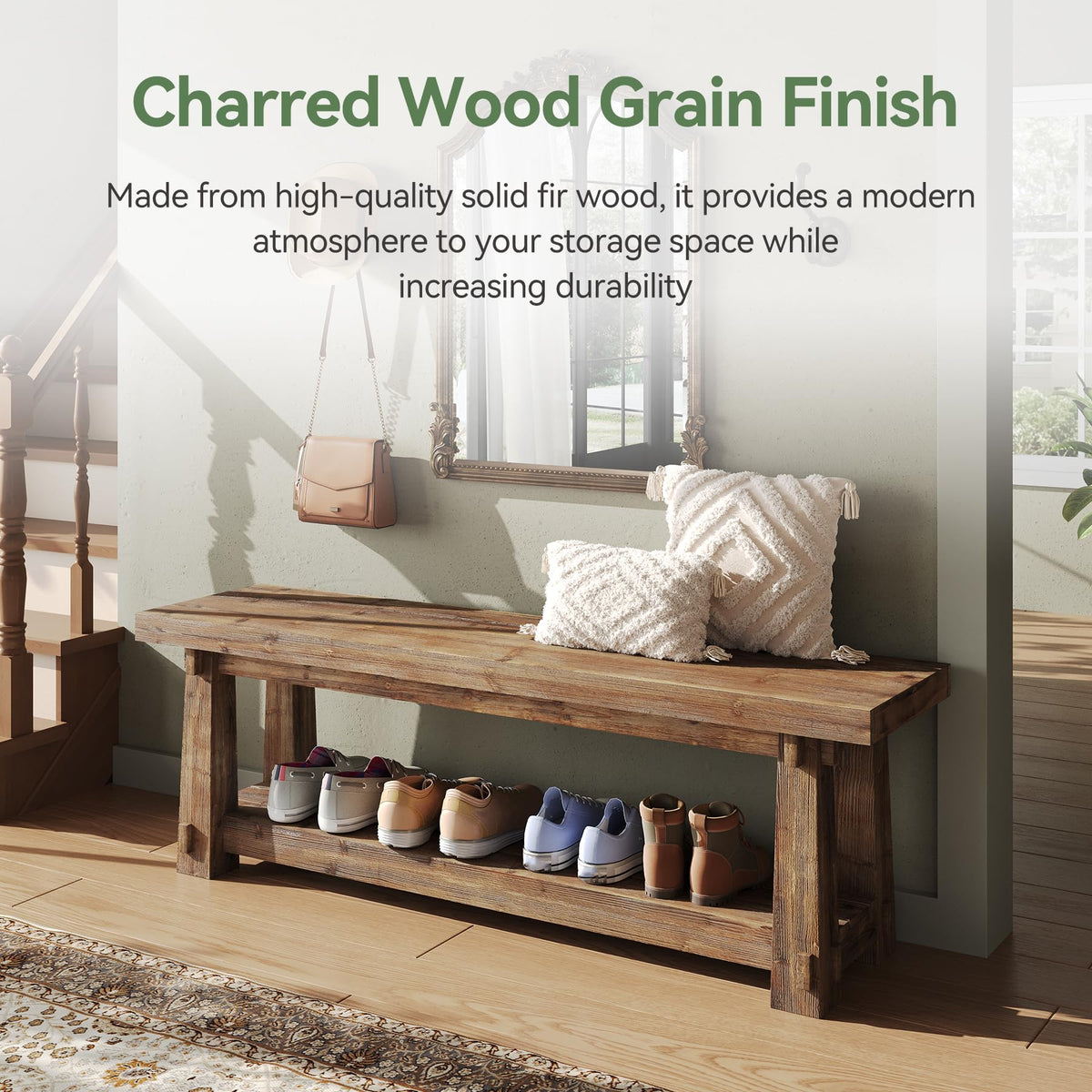 Solid Wood Shoe Storage Bench