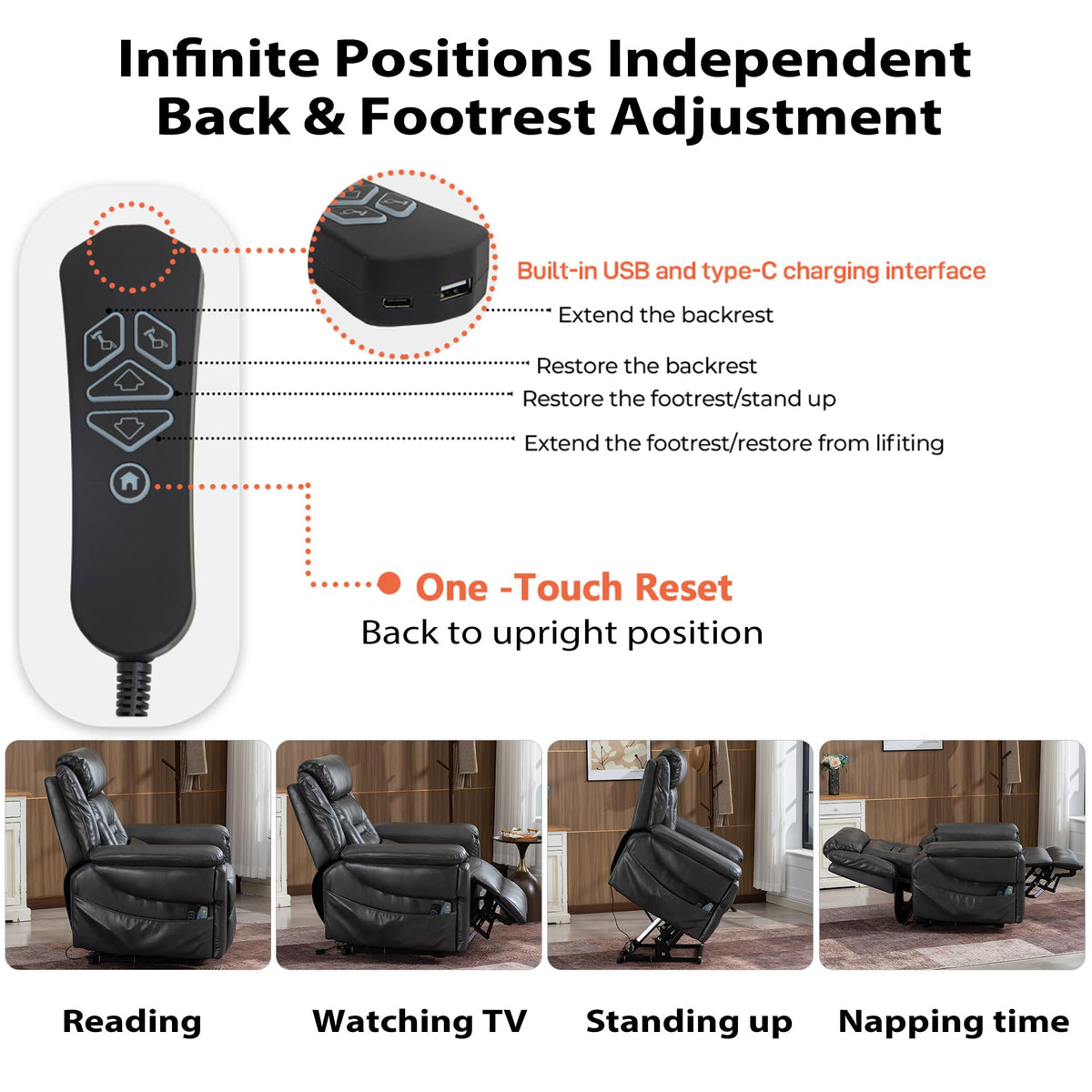 JIKFRIMA Oversized Big Man 400lbs Power Lift Recliner Chair for Adults