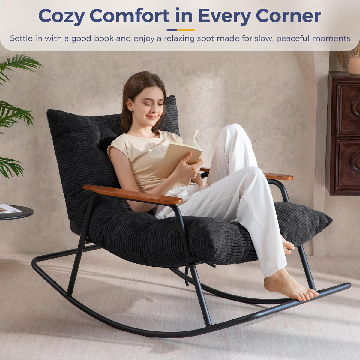 MAXYOYO Back Adjustable Rocking Chair Nursery, Glider Chair for Indoor Use