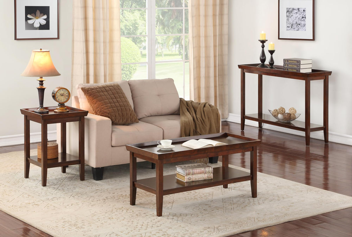 Espresso Console Table with Shelf
