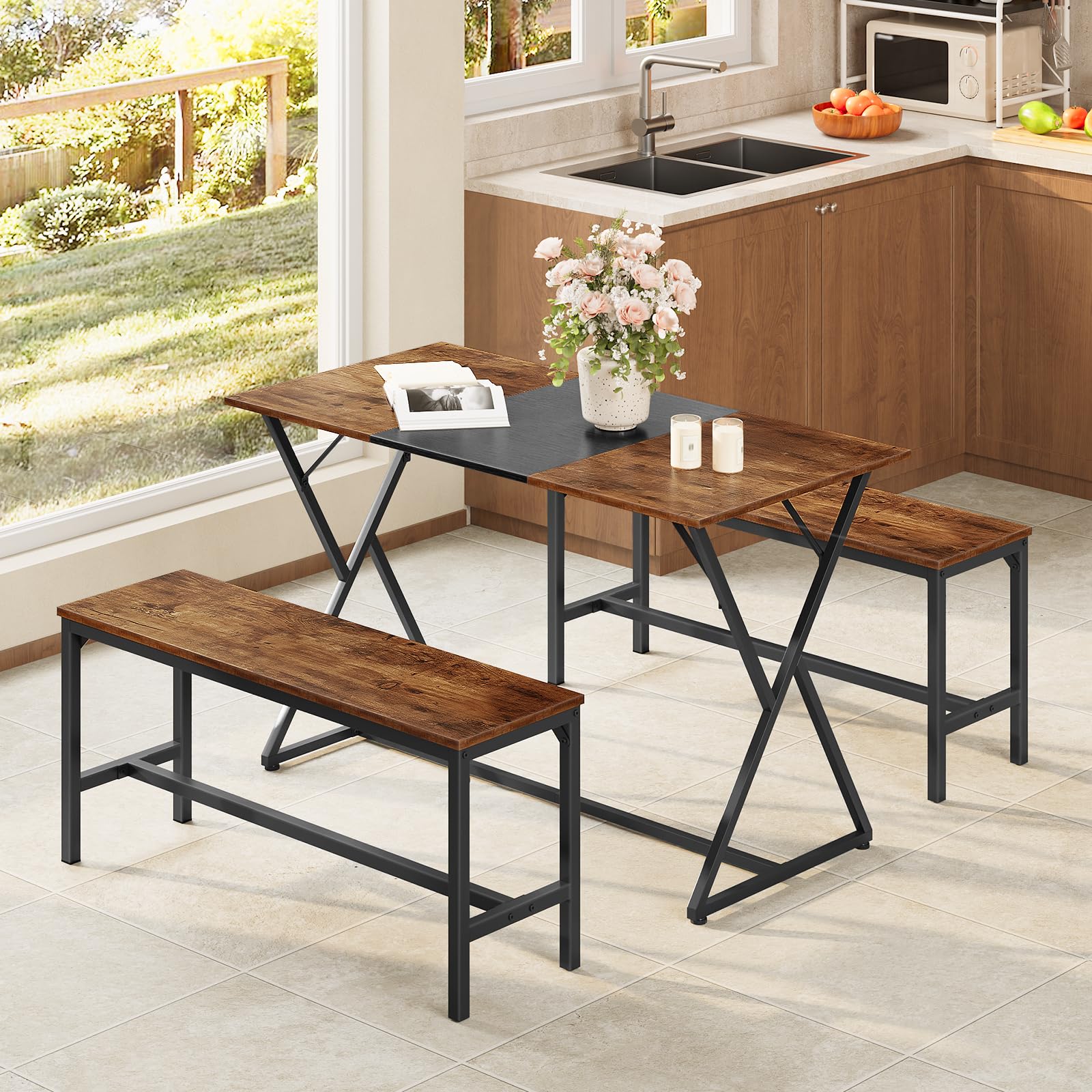 Industrial Dining Benches Set of 2