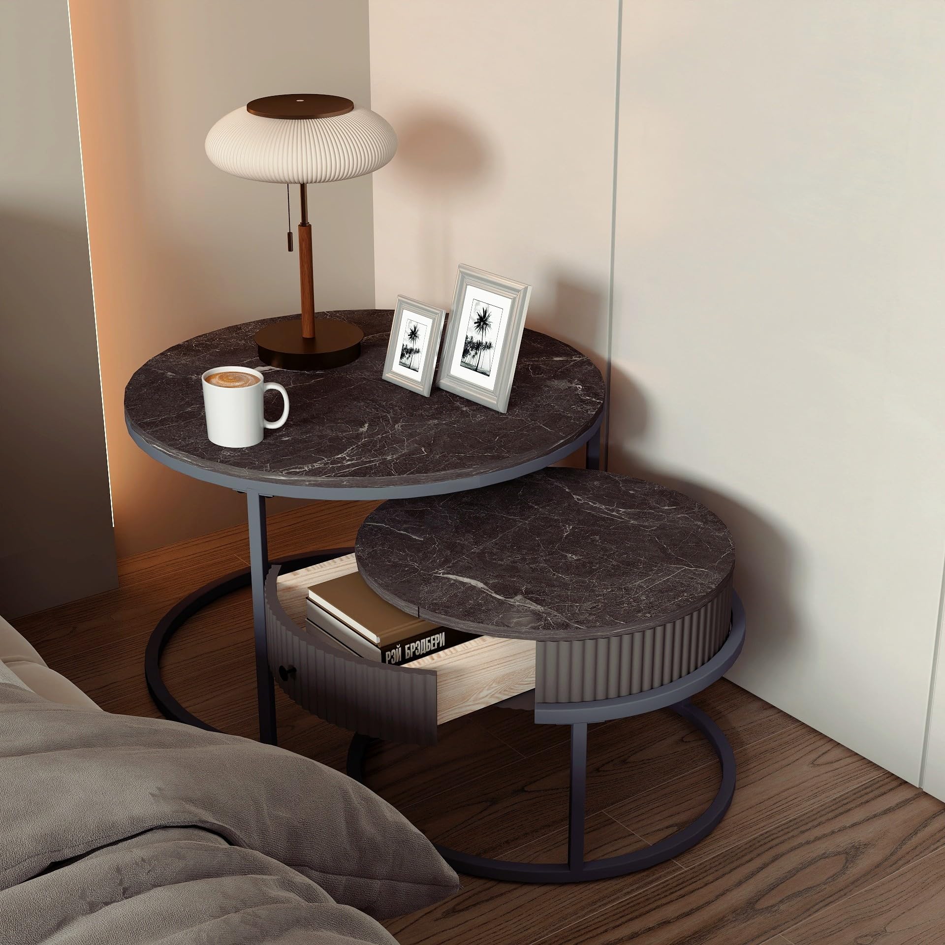 Round Nesting Coffee Tables Set of 2
