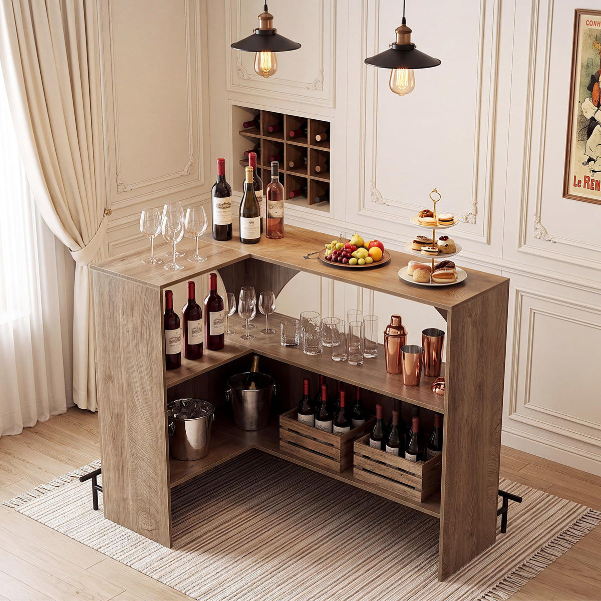 L-Shaped Corner Bar Table