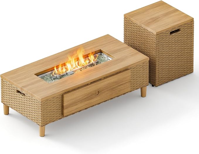 Sophia & William 56 Inch Gas Fire Pit Table,Rectangular Propane Fireplace