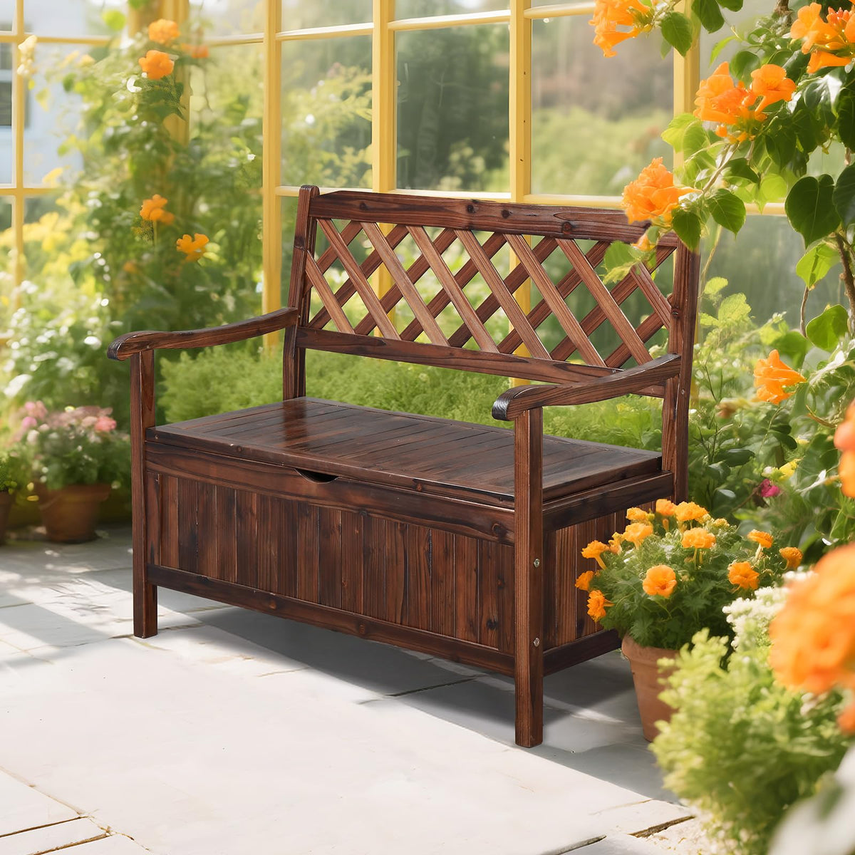 Wood Outdoor Storage Bench