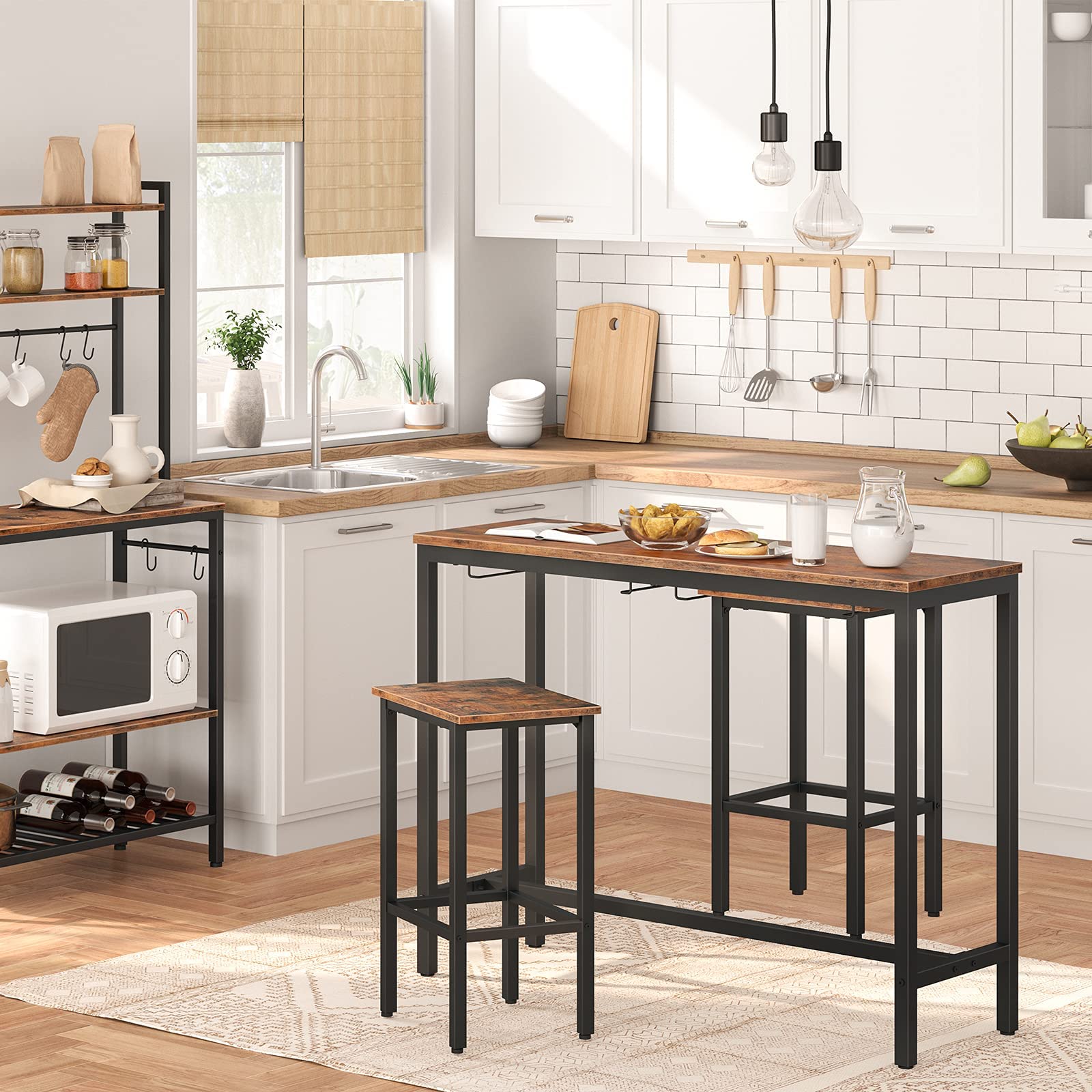 Bar Table Set with 2 Stools