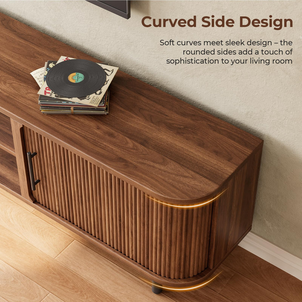 Fluted Sliding-Door TV Stand