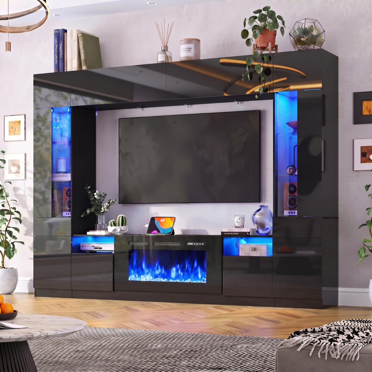 Wall Unit Entertainment Center with Fireplace